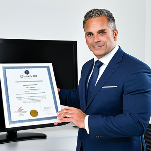 Home 7 International Trade Specialist**
"A professional trade specialist, fully clothed in a tailored business suit, giving a presentation on origin certificates in a modern office setting, appropriate attire, safe for work, perfect anatomy, correct proportions, family-friendly, professional photography."
**