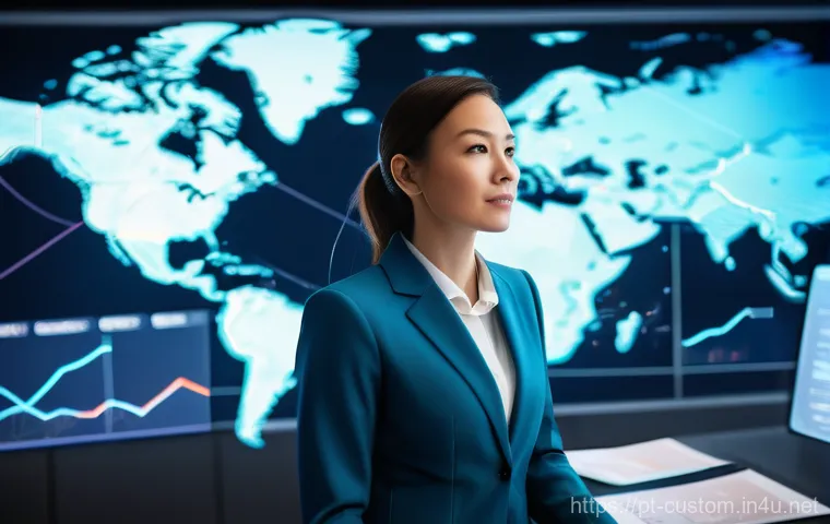 관세사와 고객 민원 처리 - A dynamic, high-angle shot capturing a modern, bustling logistics and customs office. In the foregro...