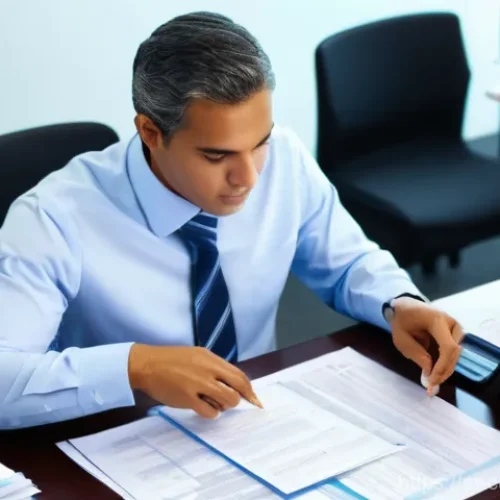 Home 30 관세사 실무에서의 회계 활용 - **Prompt 1: "A detailed, professional overhead shot of a diligent customs professional (of Brazilian...