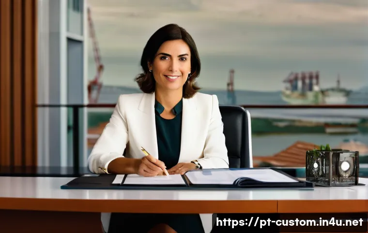 관세사와 물류업체 협업 사례 - **Prompt 1: The Expert Customs Broker**
"A highly detailed, realistic image of a female Portugue...