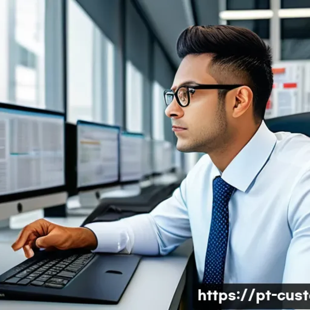 관세사 자격 취득 과정 - A professional customs broker in a modern Brazilian office environment, wearing business casual atti...