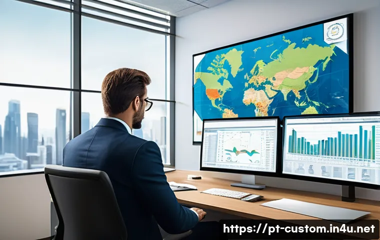관세사와 관세법 기본 개념 - A professional customs broker in a modern office setting, surrounded by international trade document...
